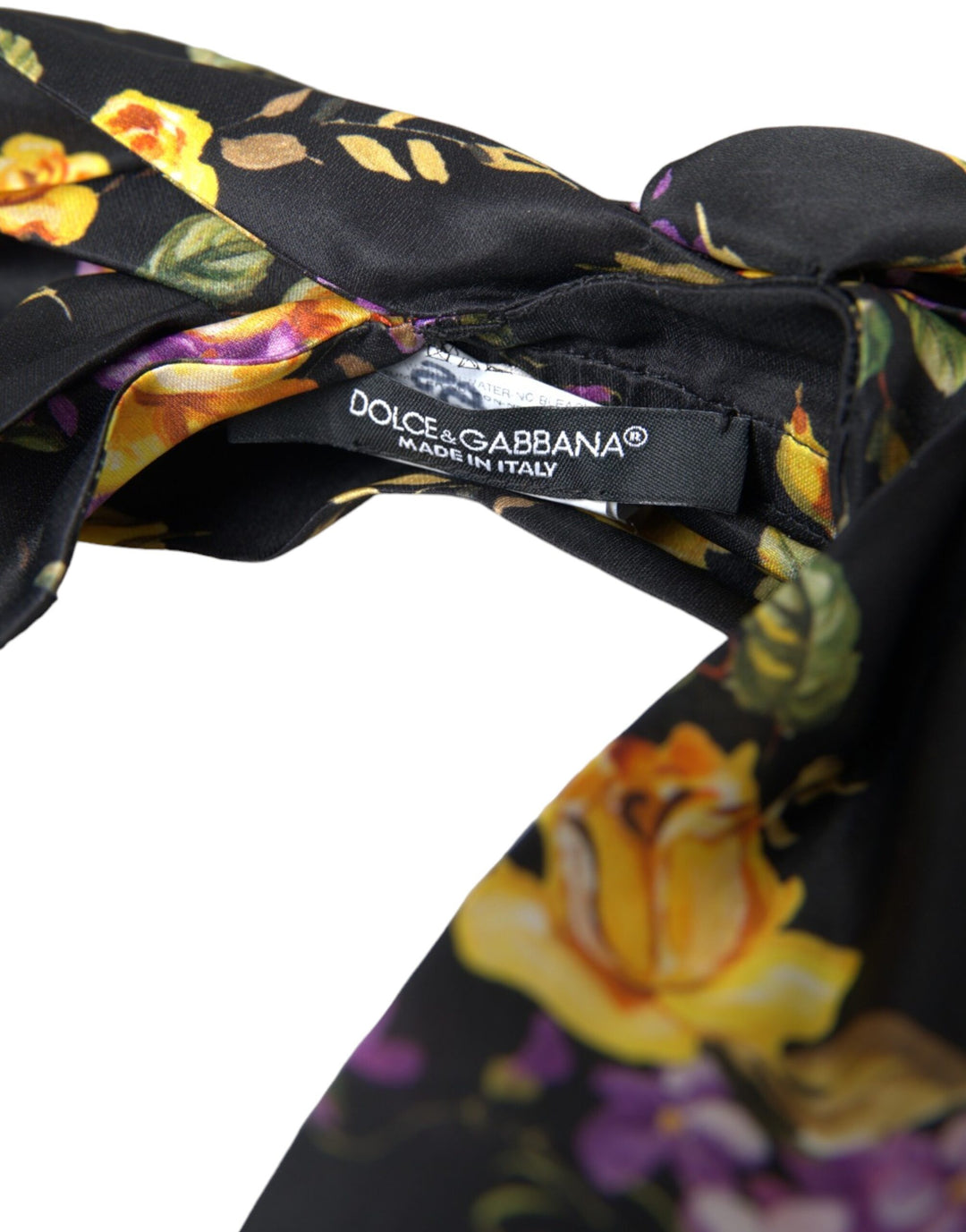 Dolce & Gabbana Black Floral Applique Silk Women Headband Diadem