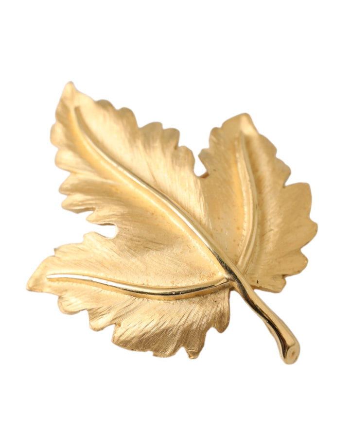 Dolce & Gabbana Gold Brass Leaf Embellished Women Brooch Pin