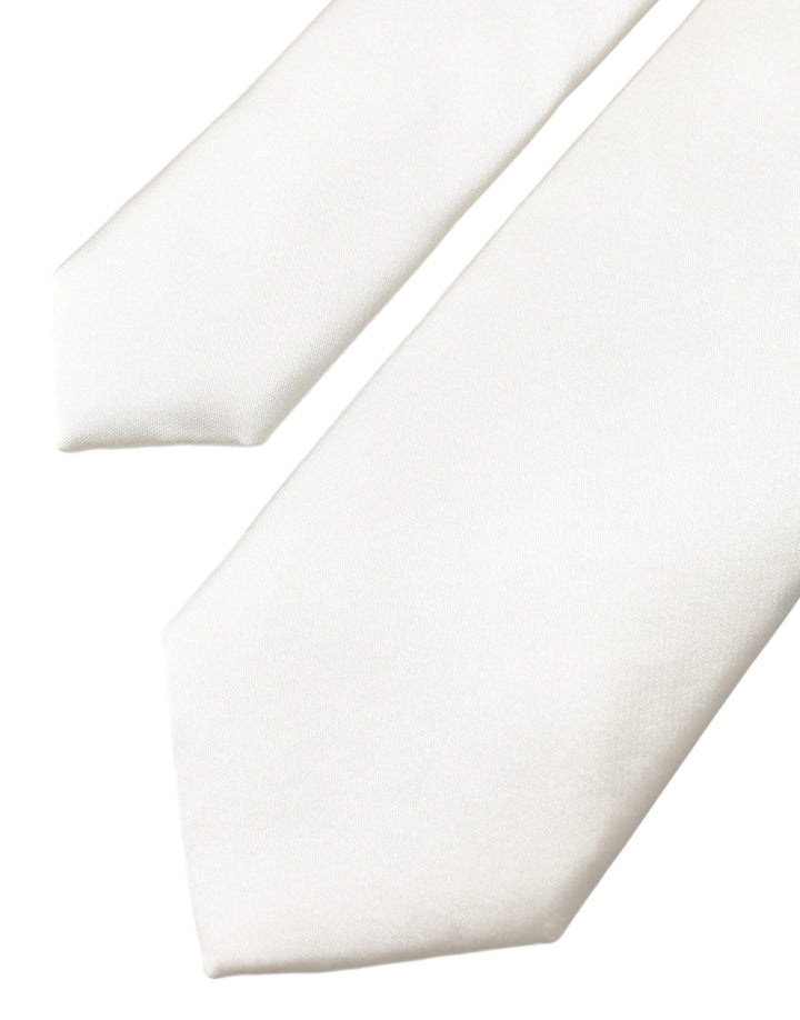 Dolce & Gabbana White Solid 100% Silk Adjustable Tie