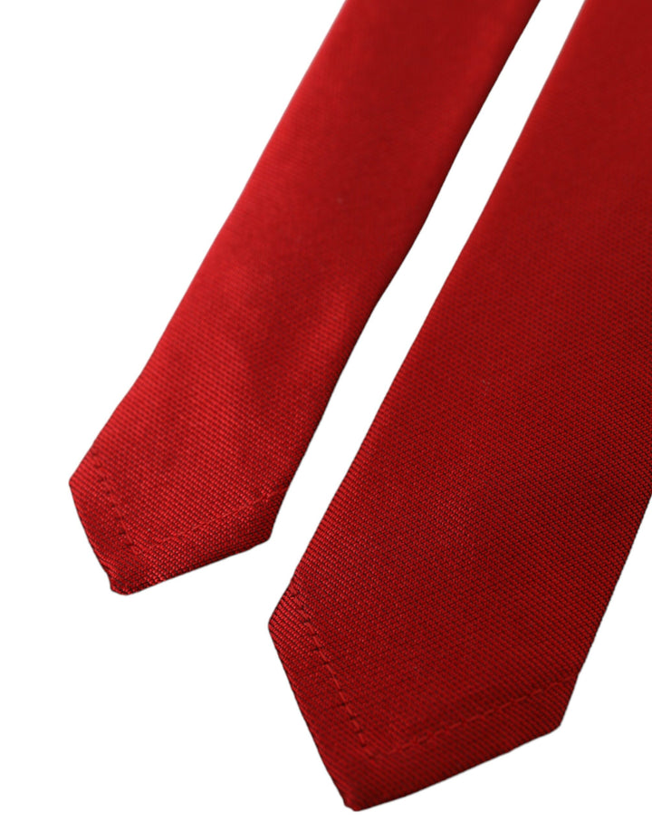 Dolce & Gabbana Red Solid Silk Adjustable Tie Men