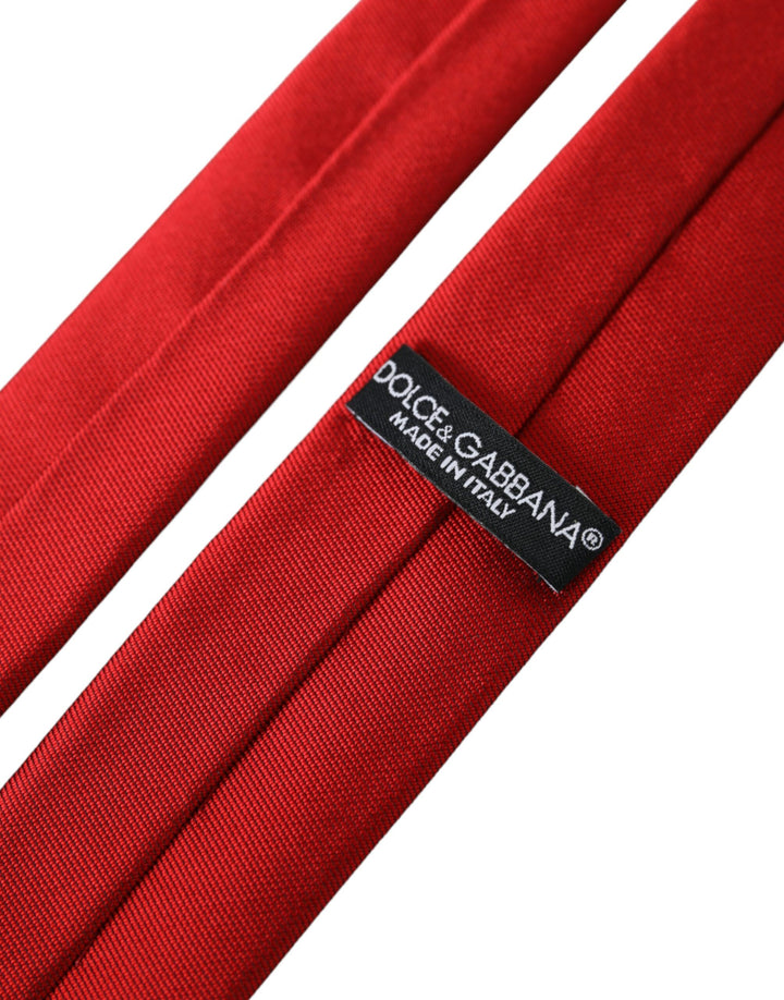 Dolce & Gabbana Red Solid Silk Adjustable Tie Men