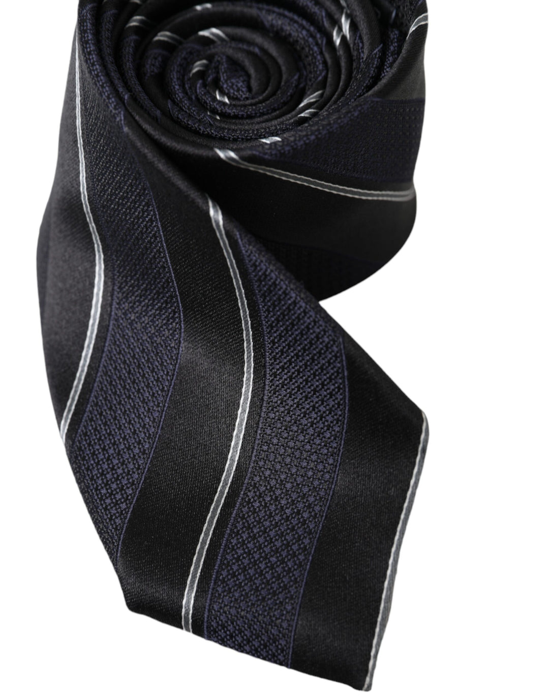 Dolce & Gabbana Black White Stripes Silk Adjustable Tie