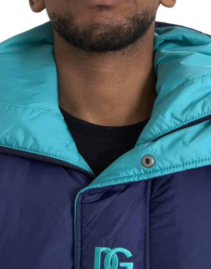 Dolce & Gabbana Navy Blue Quilted Windbreaker Puffer Jacket