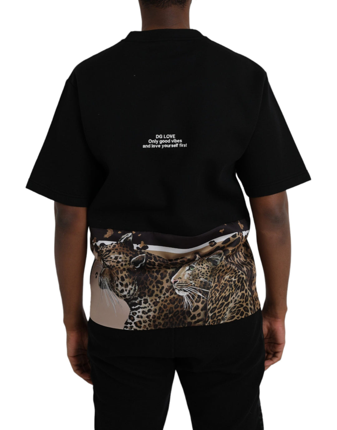 Dolce & Gabbana Black Leopard Cotton Short Sleeves T-shirt