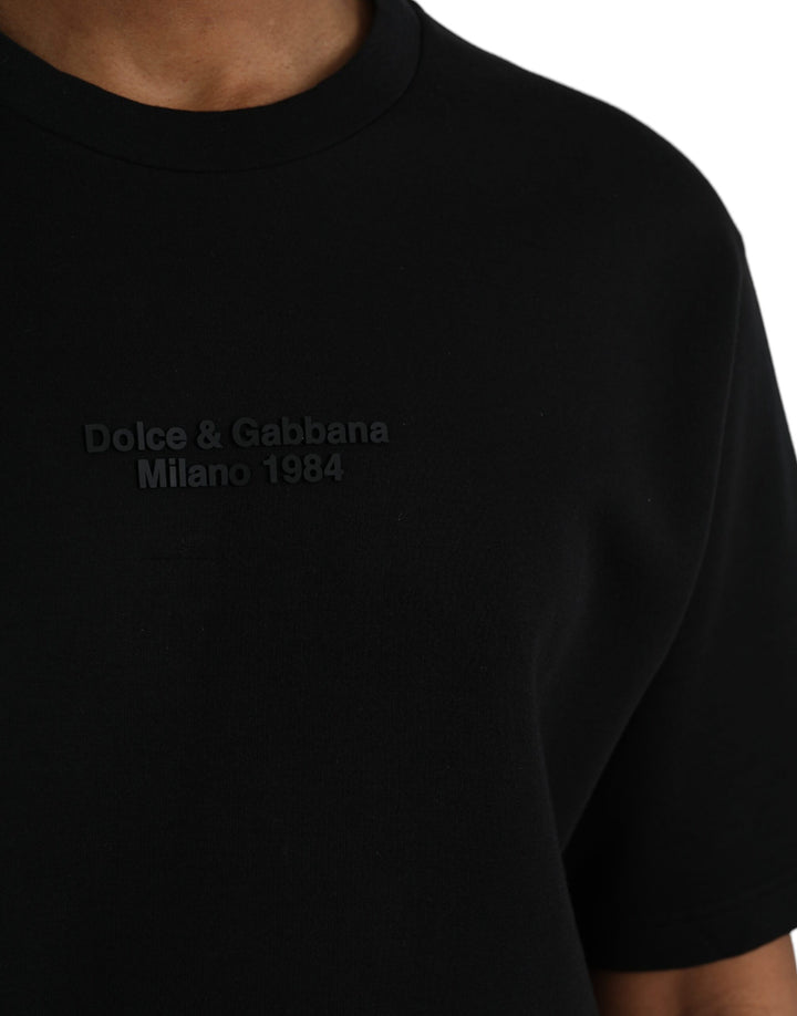 Dolce & Gabbana Black Leopard Cotton Short Sleeves T-shirt