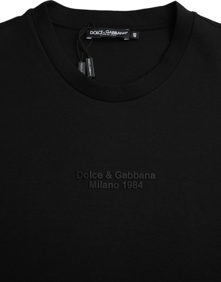 Dolce & Gabbana Black Leopard Cotton Short Sleeves T-shirt