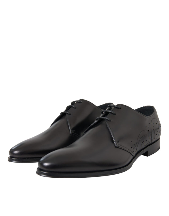 Dolce & Gabbana Black Leather Derby Men Formal Shoes Dress