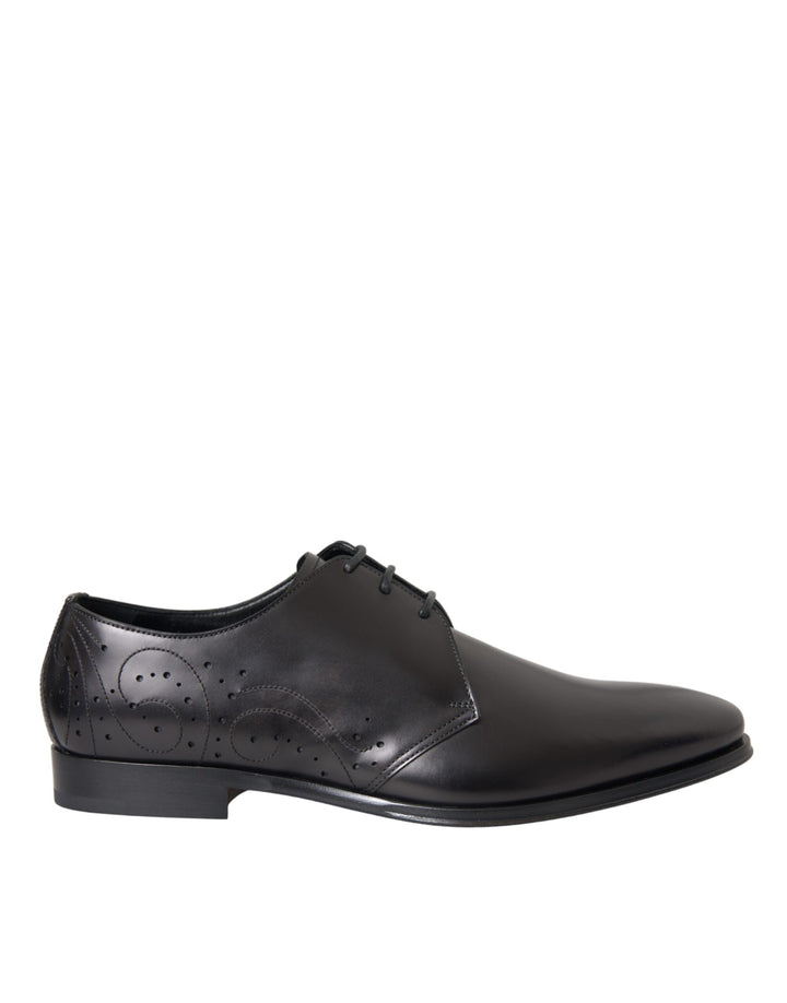 Dolce & Gabbana Black Leather Derby Men Formal Shoes Dress