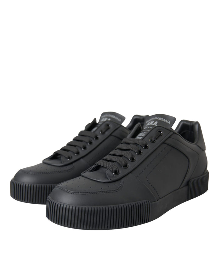 Dolce & Gabbana Black Miami Leather Low Top Sneakers Men Shoes