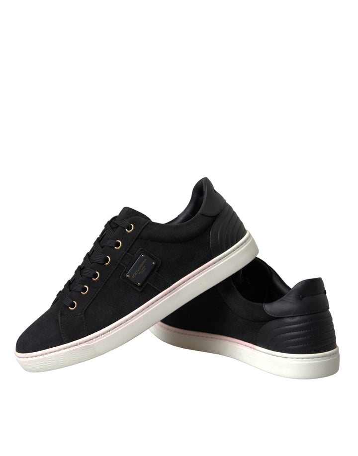 Dolce & Gabbana Black Suede Leather Men Low Top Sneakers Men Shoes