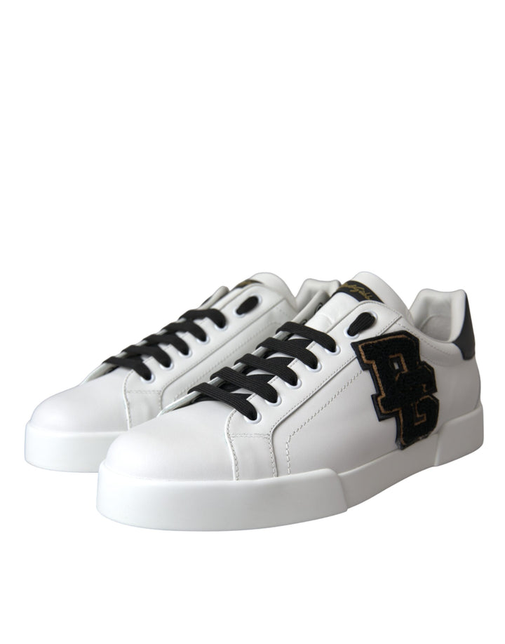 Dolce & Gabbana White Leather DG Logo Casual Low Top Sneakers Shoes