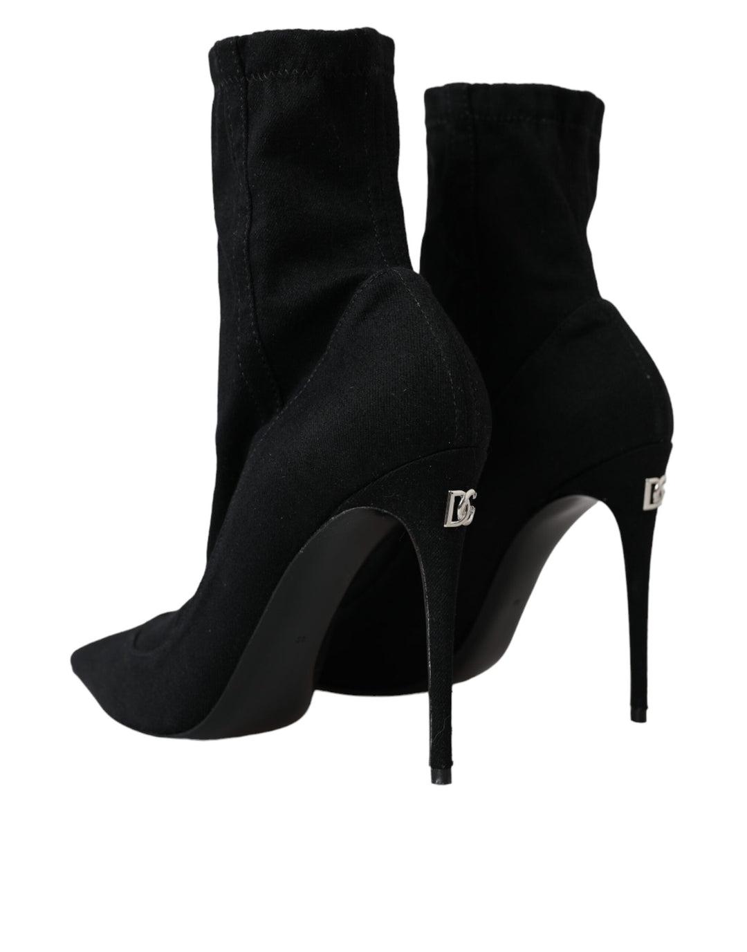 Dolce & Gabbana Black Stiletto Heels Denim Ankle Boots Shoes