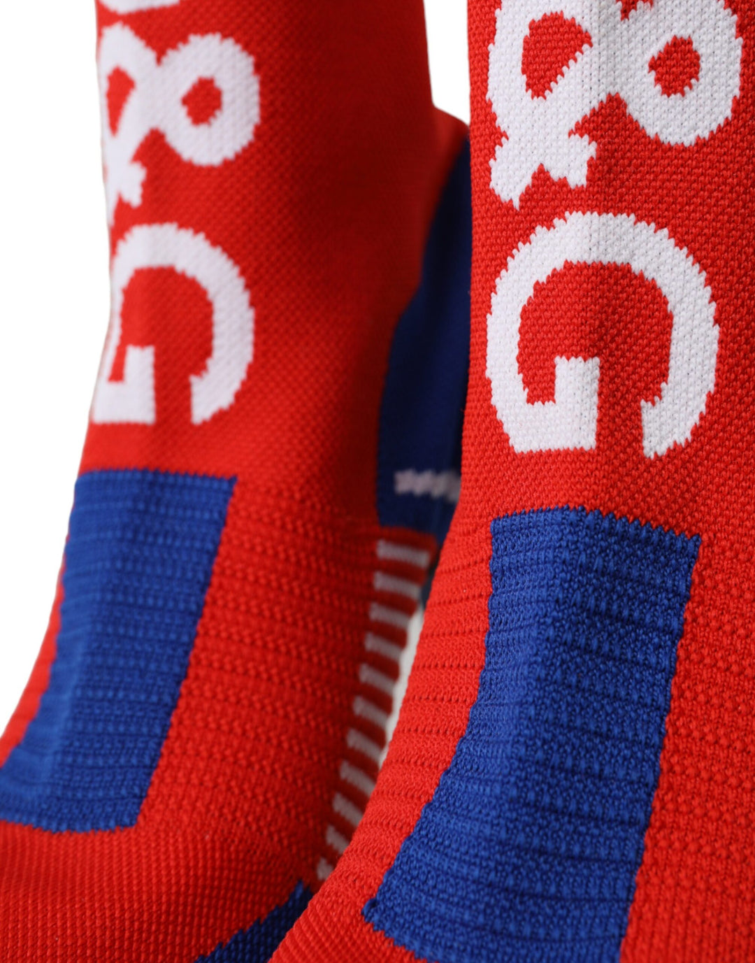 Dolce & Gabbana Red Blue Stretch Sock Style Short Boots Logo Shoes