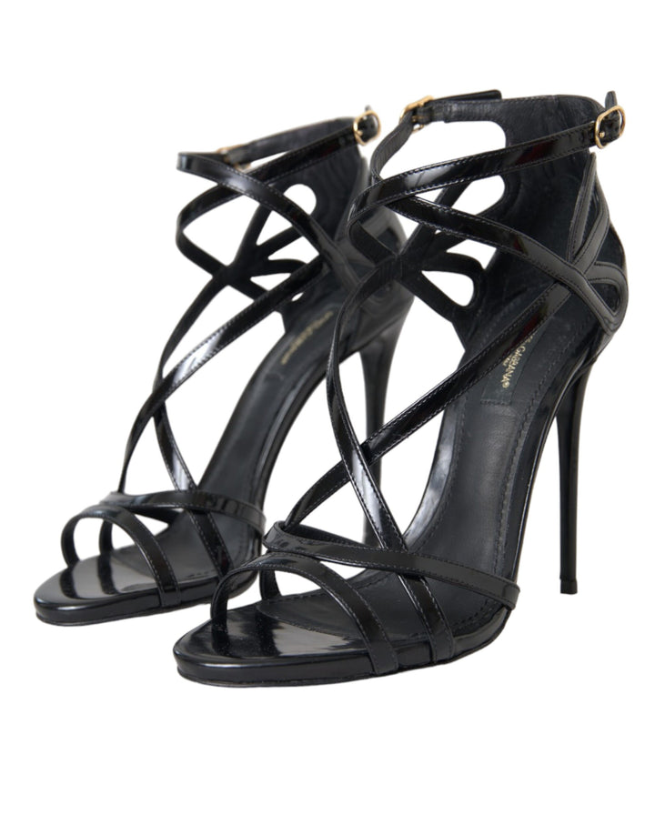 Dolce & Gabbana Black Bellucci Leather Heels Sandals Shoes