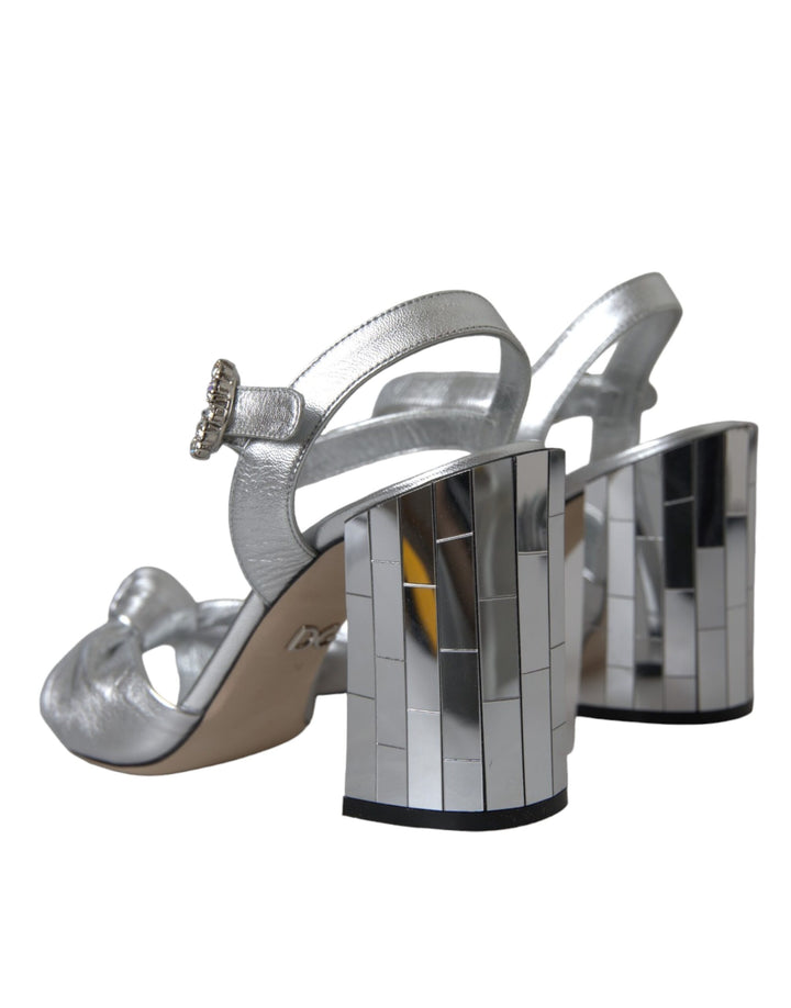 Dolce & Gabbana Silver Crystal Ankle Strap Keira Sandal Shoes