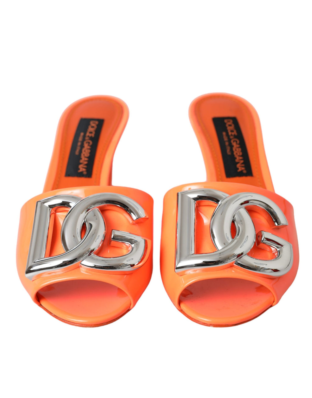 Dolce & Gabbana Orange DG Logo Slides Heels Sandals Shoes