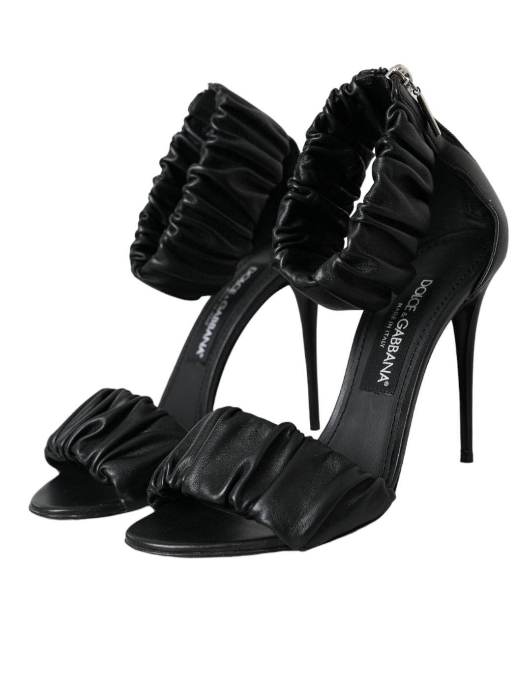 Dolce & Gabbana Black Leather Keira Heels Sandals Shoes