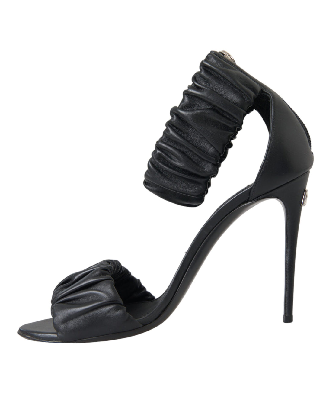 Dolce & Gabbana Black Leather Keira Heels Sandals Shoes