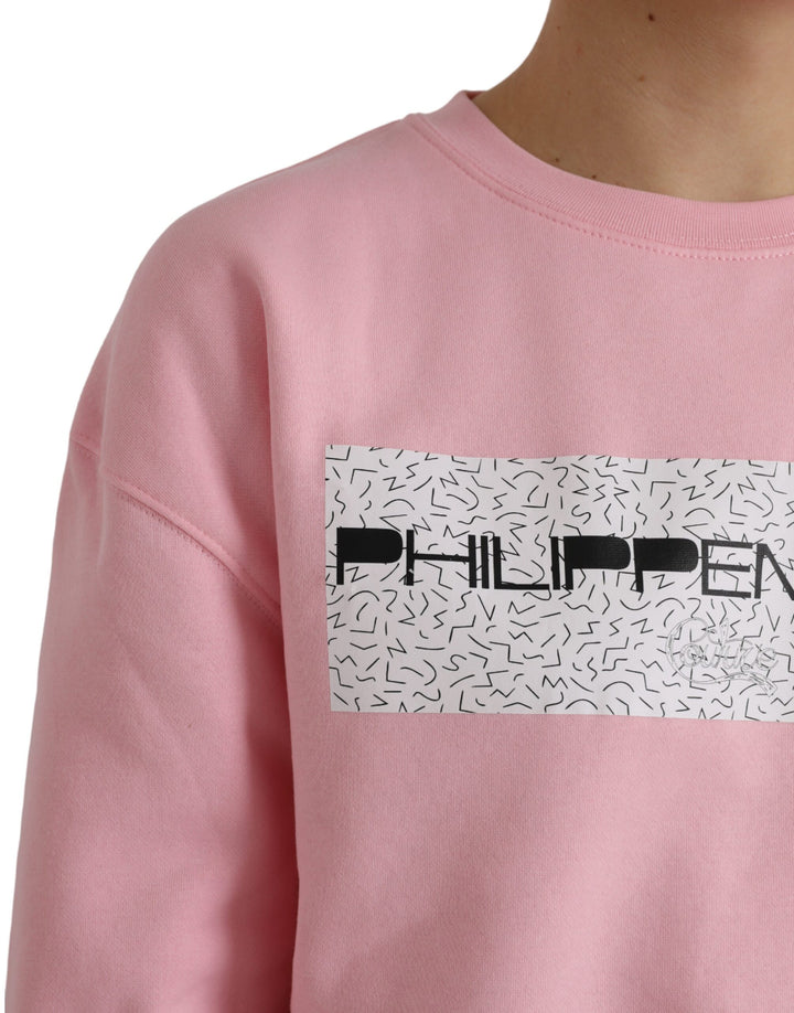 Philippe Model Pink Cotton Logo Print Long Sleeves Pullover Sweater