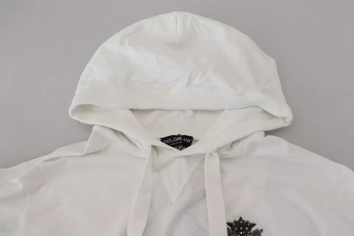 Dolce & Gabbana White Cotton Hooded Sweatshirt Sweater