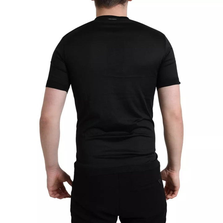 Dolce & Gabbana Black Buttoned Roundneck Short Sleeve T-shirt