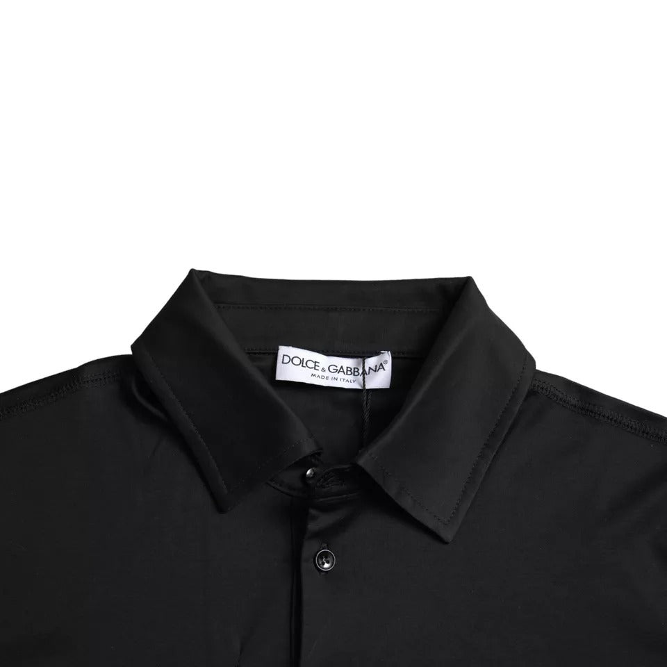 Dolce & Gabbana Black Logo Collared Cotton Polo Men T-shirt