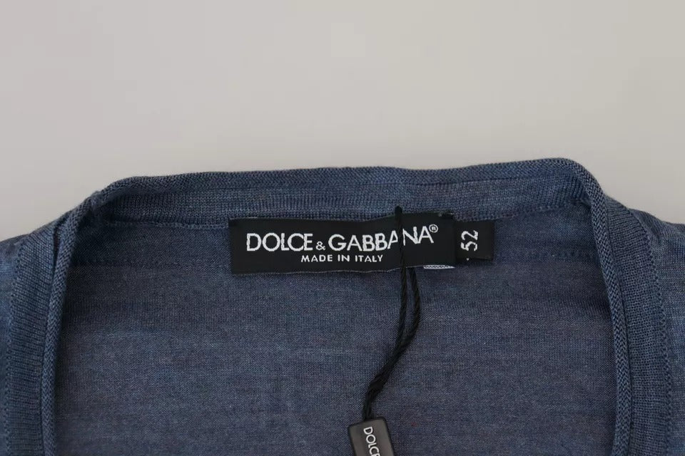 Dolce & Gabbana Light Blue Silk Men Short Sleeves T-shirt