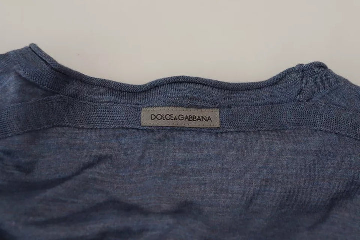 Dolce & Gabbana Light Blue Silk Men Short Sleeves T-shirt