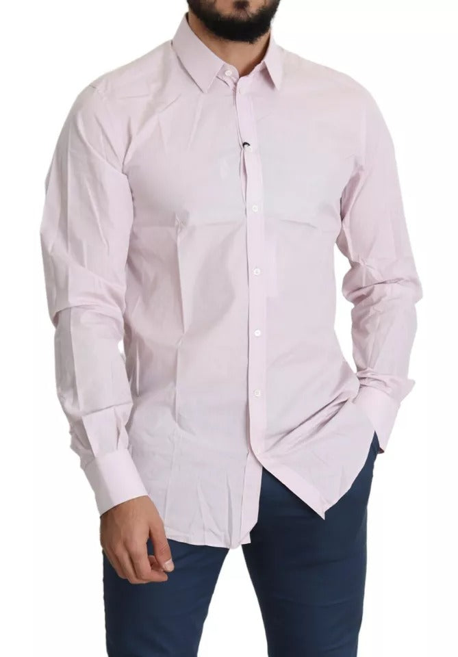 Dolce & Gabbana Light Pink Cotton Men Formal GOLD Dress Shirt