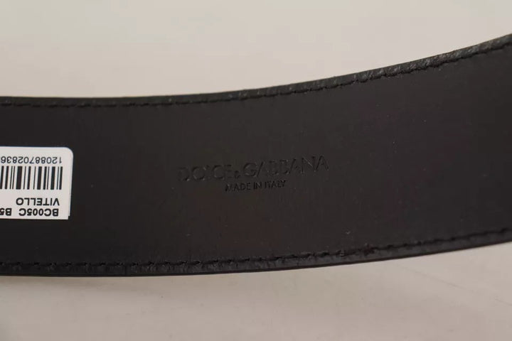 Dolce & Gabbana Dark Brown Leather Logo Engraved Metal Buckle Belt