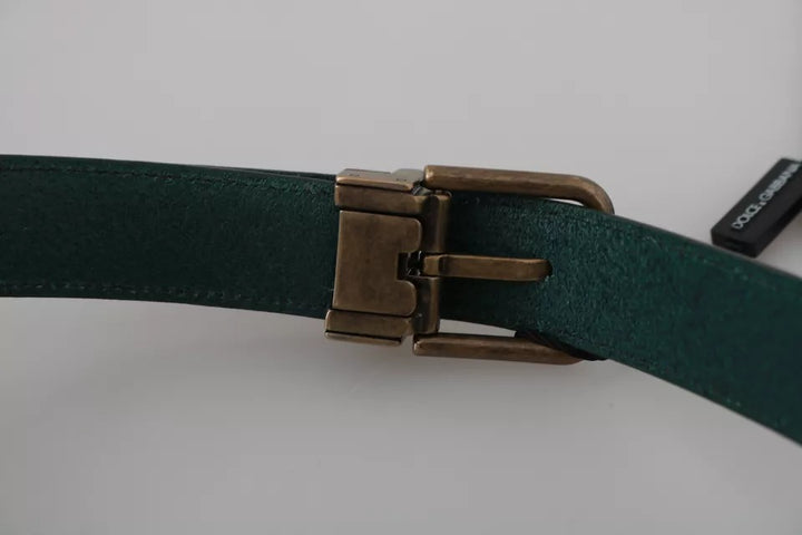 Dolce & Gabbana Green Gold Buckle Waist Leather Belt