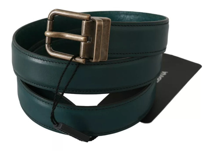 Dolce & Gabbana Green Gold Buckle Waist Leather Belt