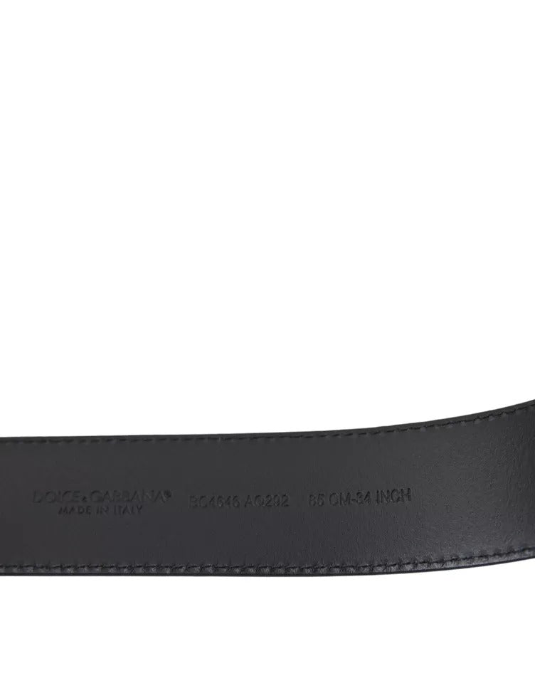 Dolce & Gabbana Silver Calf Leather Metal Logo Buckle Men Belt