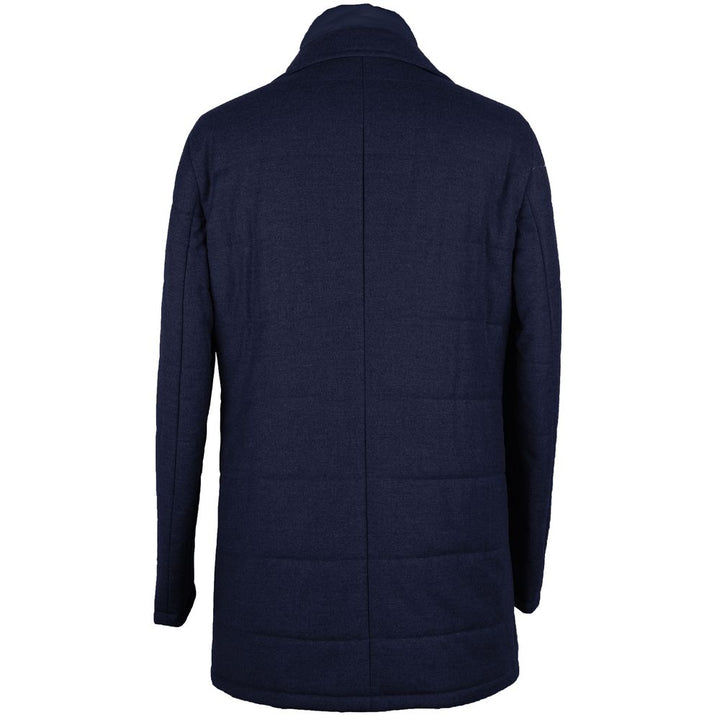 Made in Italy Elegant Wool-Cashmere Dark Blue Coat Jacket