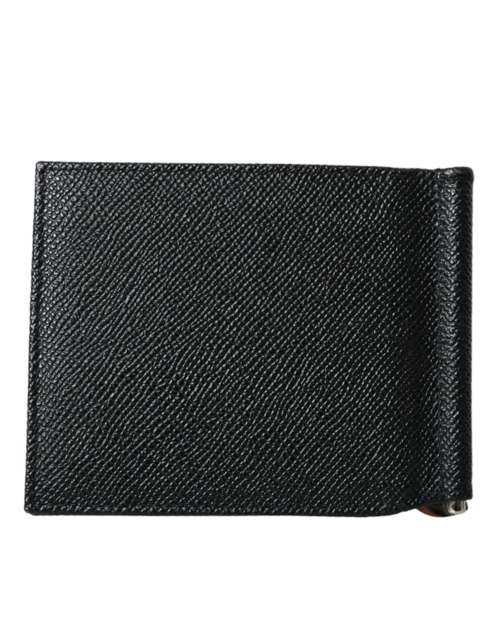 Dolce & Gabbana Black Leather Bifold Logo Plaque Card Holder Wallet