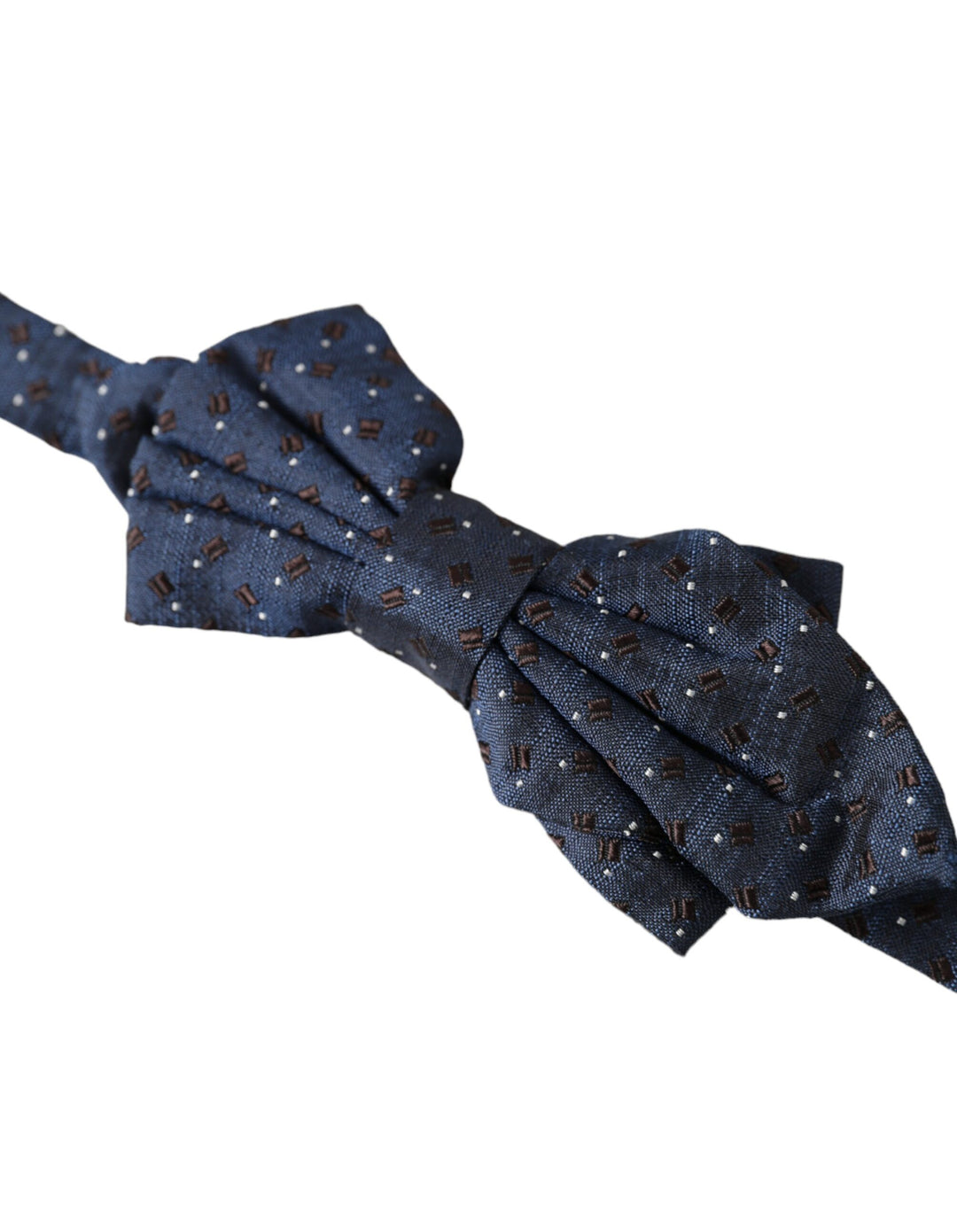 Dolce & Gabbana Navy Blue Silk Patterned Adjustable Men Papillon Bow Tie