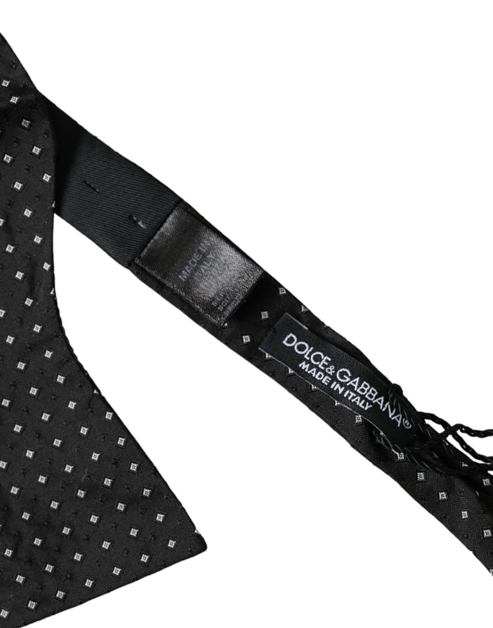 Dolce & Gabbana Black Silk Polka Dot Slim Skinny Necktie Men Bow Tie