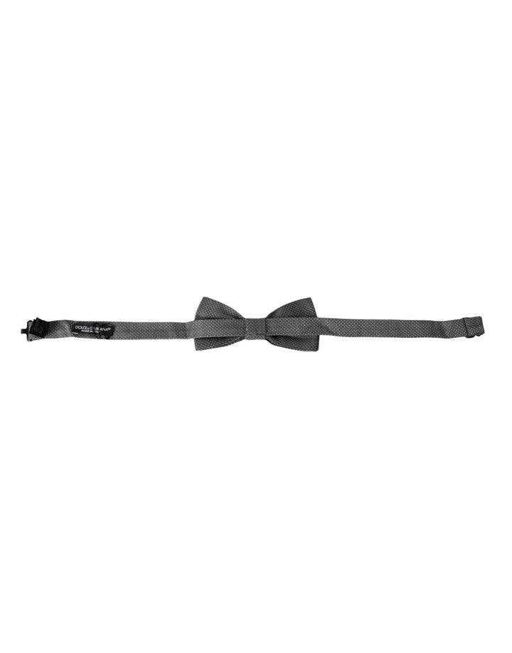 Dolce & Gabbana Gray Silk Patterned Adjustable Neck Men Bow Tie