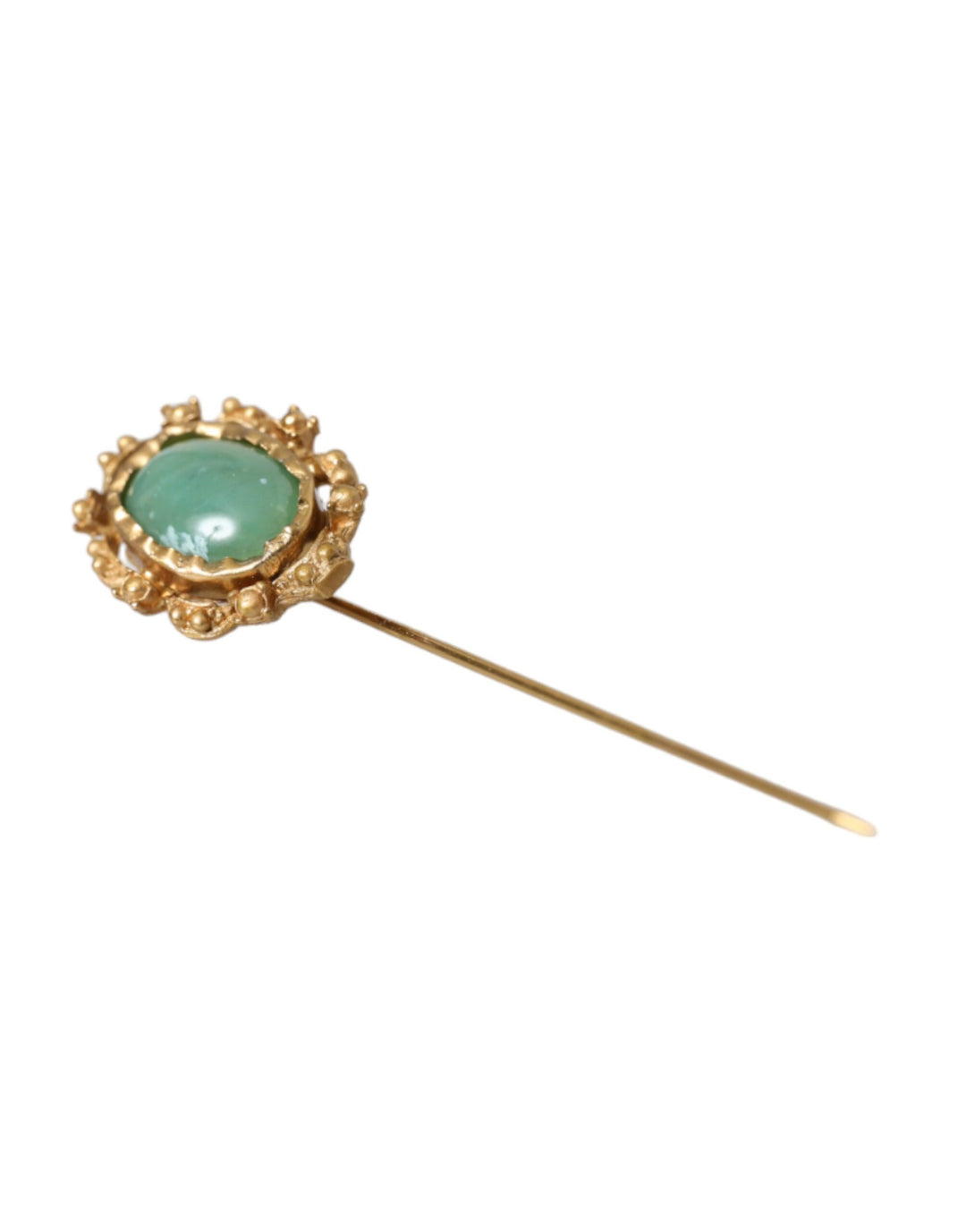 Dolce & Gabbana Gold Tone Brass Oval Gem Stone Men Pin Brooch