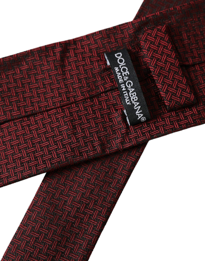 Dolce & Gabbana Red Patterned 100% Silk Adjustable Men Tie