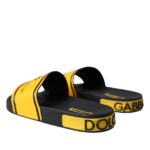 Dolce & Gabbana Black Yellow Neoprene Slides Beachwear Shoes