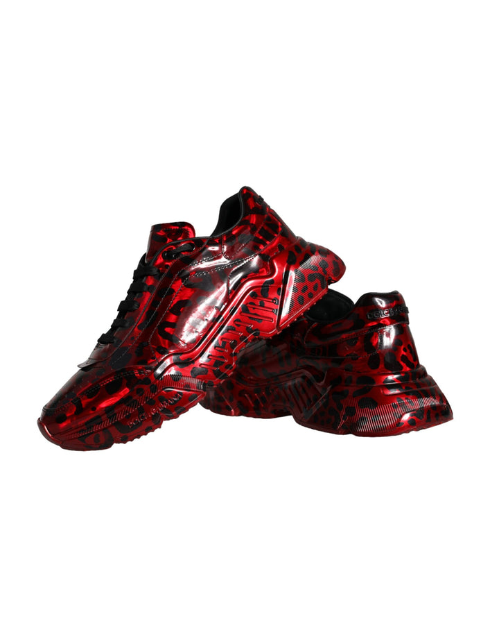 Dolce & Gabbana Red Leopard Daymaster Low Top Sneakers Shoes