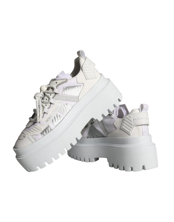 Dolce & Gabbana White Silver Chunky Platform Sneakers Shoes