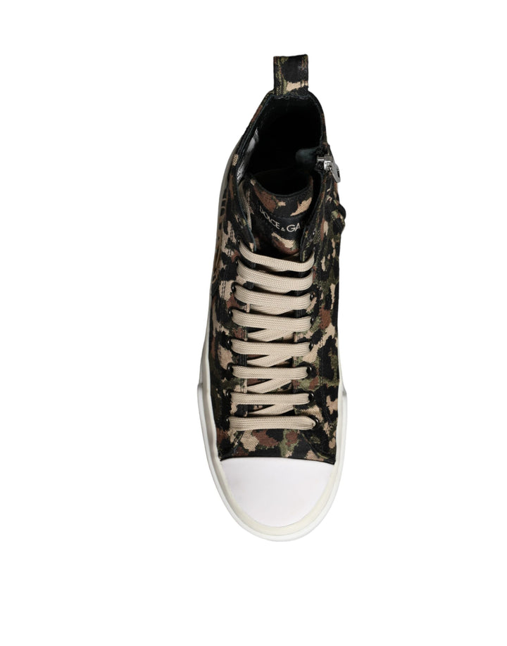 Dolce & Gabbana Multicolor Camouflage High Top Sneaker Shoes