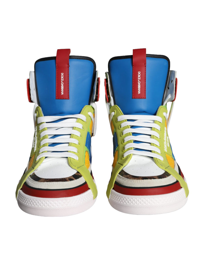 Dolce & Gabbana Multicolor Leather High Top Sneakers Shoes