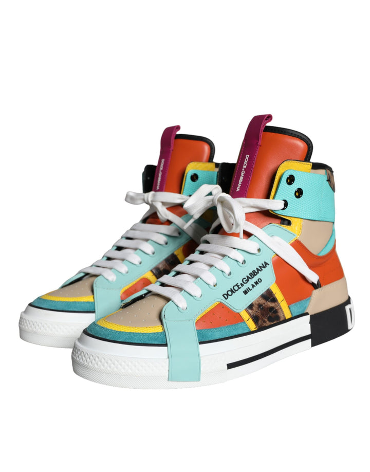 Dolce & Gabbana Multicolor Leather High Top Sneakers Shoes