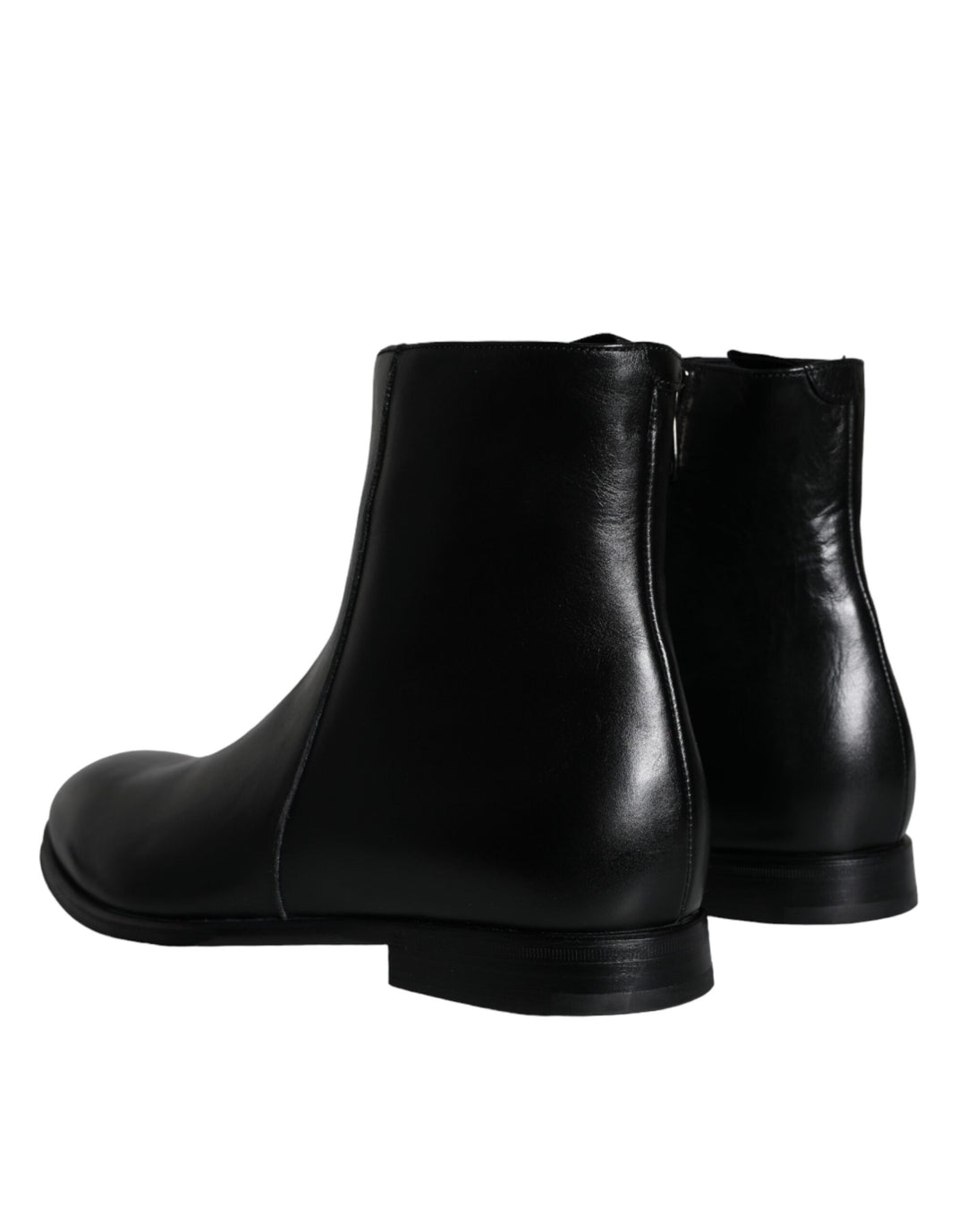 Dolce & Gabbana Black Calf Leather Men Ankle Boots Shoes