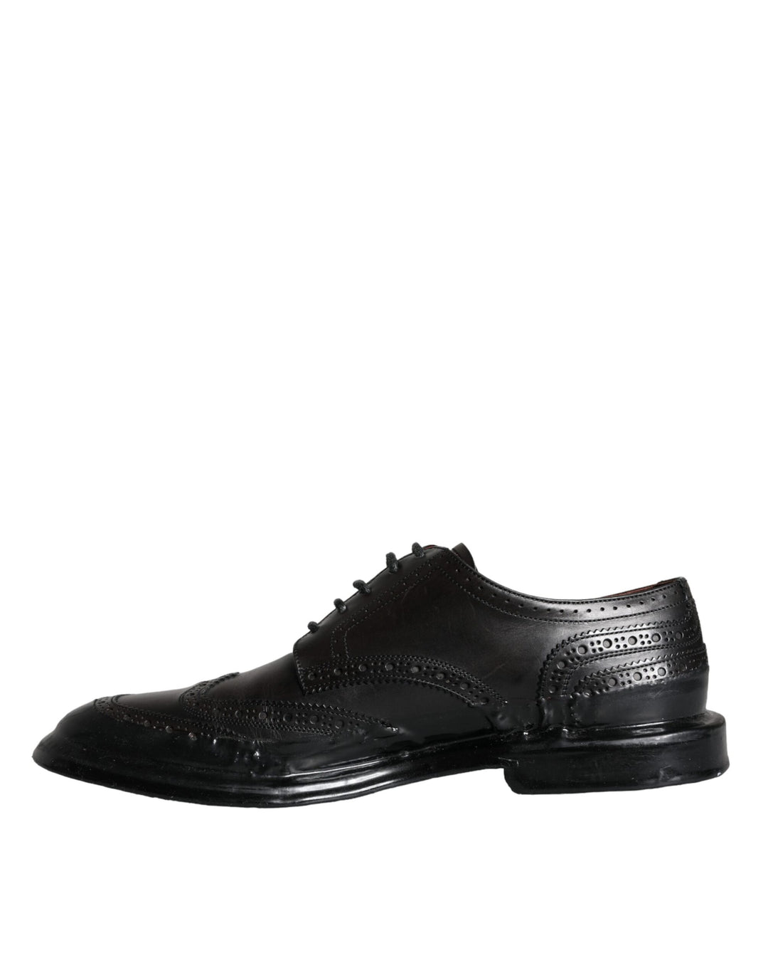 Dolce & Gabbana Black Leather Oxford Wingtip Formal Men Shoes