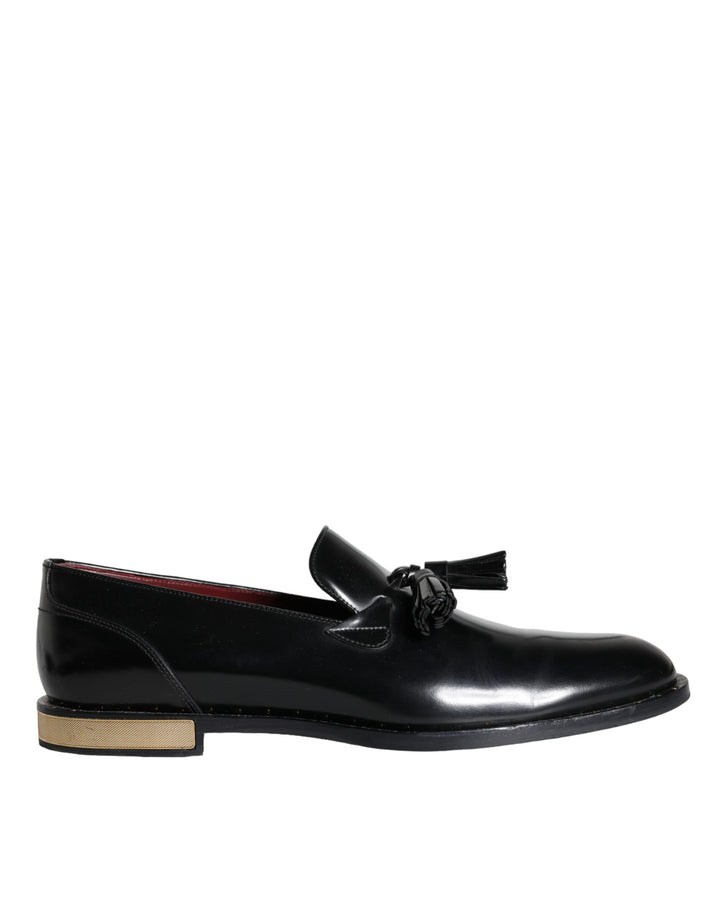 Dolce & Gabbana Black Calf Leather Loafer Mens Dress Shoes