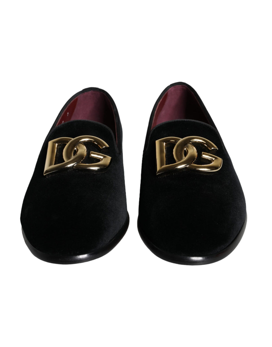 Dolce & Gabbana Black Velvet Cotton Logo Loafers Dress Shoes